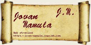 Jovan Mamula vizit kartica